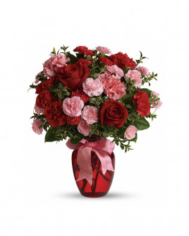 Pink & Red roses in vase