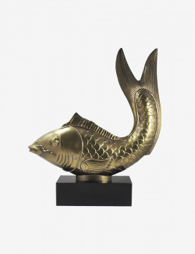 Brass fishing sculpture